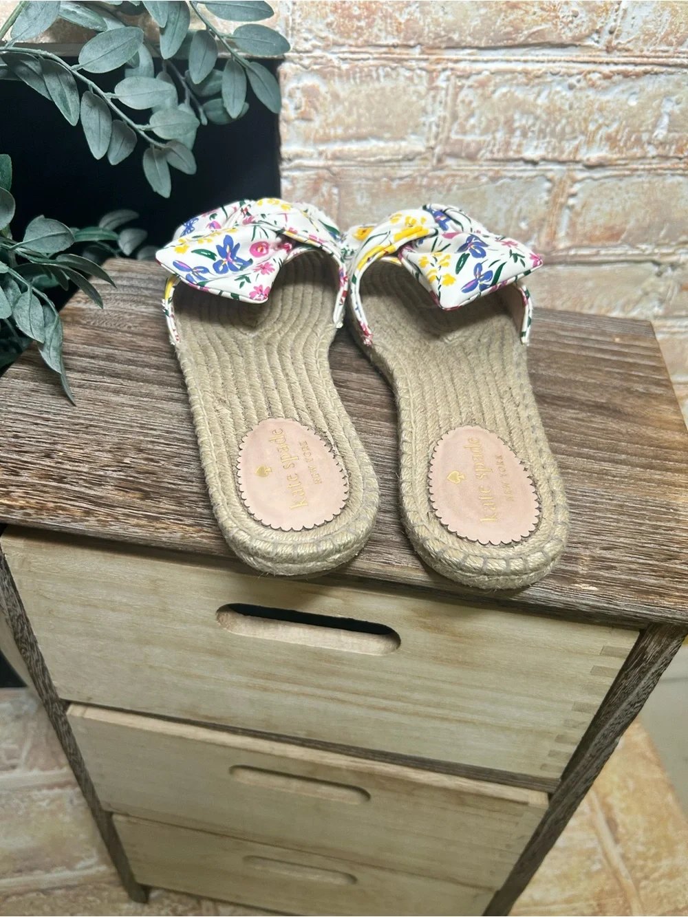 Kate Spade Geneva Garden Bouquet Floral Bow Espadrille Slide Sandals Size 9